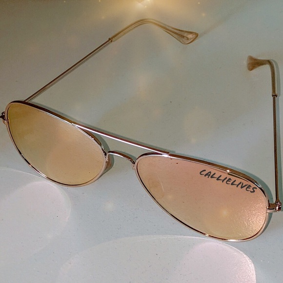 Callie Blush Rose Sunnies: Gold Mirror Sunglasses - Picture 3 of 7